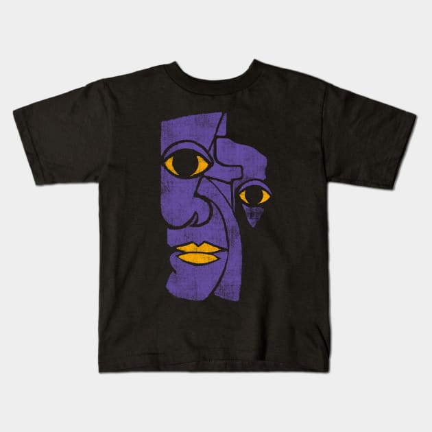 Picasso face (ultra violet refined) Kids T-Shirt by bulografik